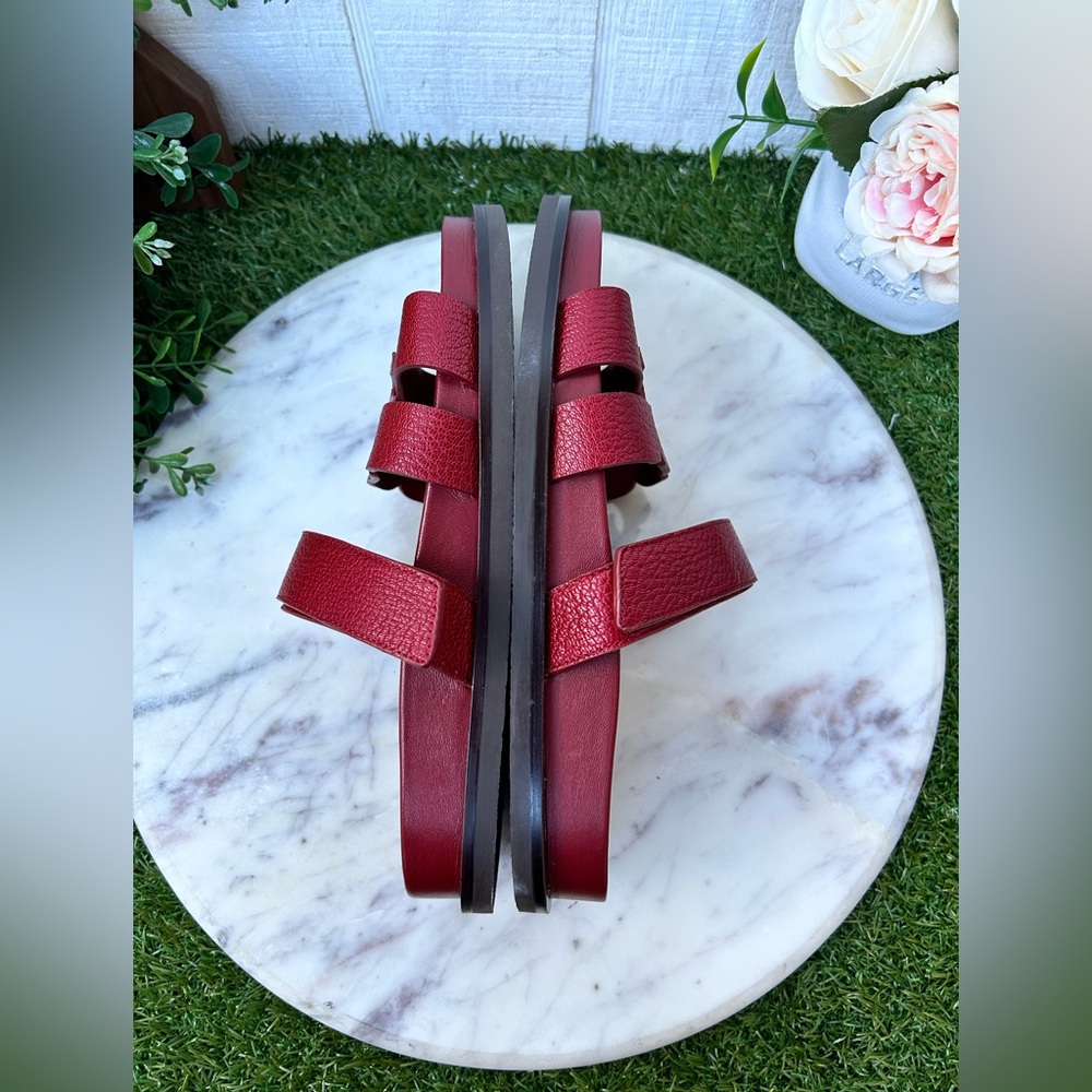 Tory Burch InesRed Leather Double-Strap Logo Slide Sandals - Picture 13 of 16